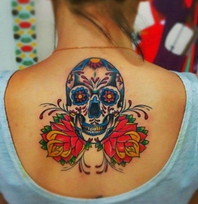 tatouage la mort tete mort mexicaine tattoo dos femme