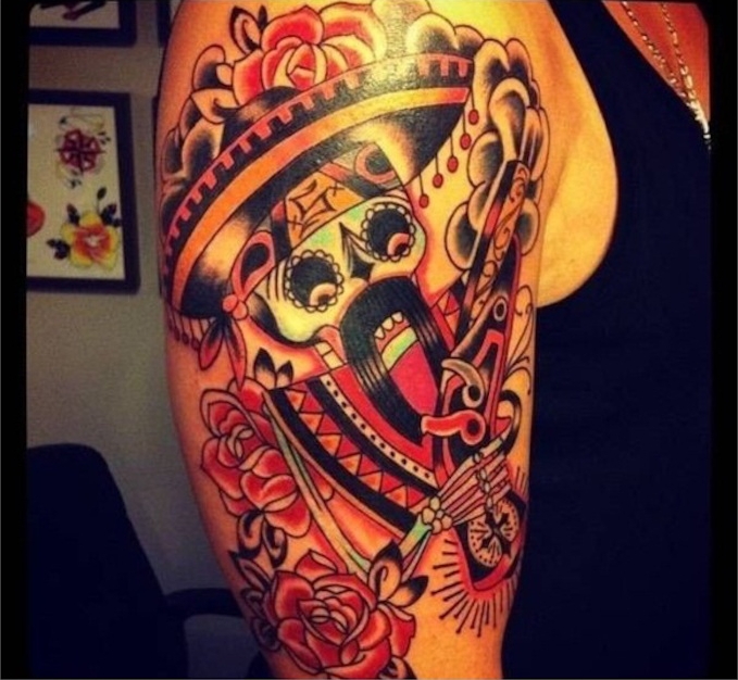 tatouage squelette mexicain bandit bandido tattoo mexique