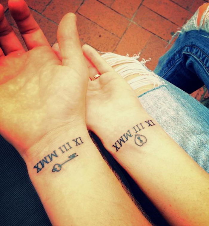 tatouages poignet chiffres idée tattoo couple amitié date rencontre