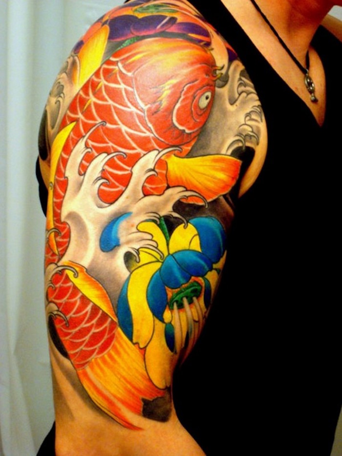 tatouage bras japonais signification carpe koi homme