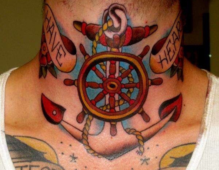 tatouage homme cou ancre marine tattoo ancre marine gouvernail tatoo marin nuque