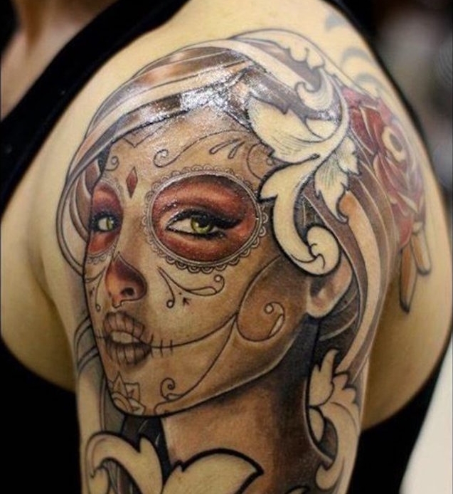 tatouages mexicain masque maquillage fete des morts mexique