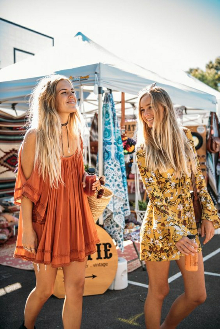 1970 hippie fashion inspiration comment s habiller hippie chic style moderne inspirée par les hippies robe courte festival de musique