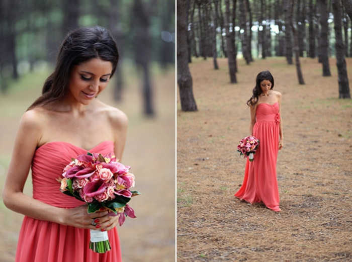 Magnifiques robes habillées pour mariage tenue chic femme robe rouge peche