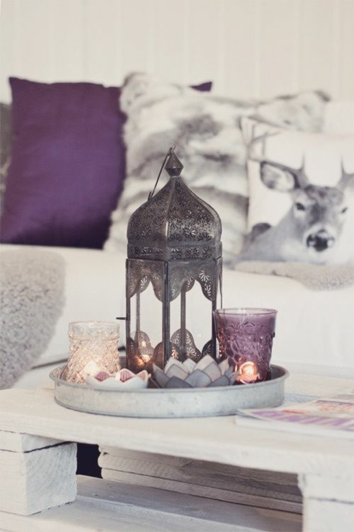Excellente idée couleur chambre a coucher violet et gris association table basse salon marocain