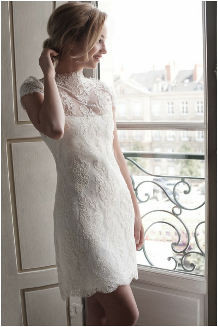 Adorable robe de mariée moderne robe de mariée simple mode robe de mariée courte dentelle femme classe