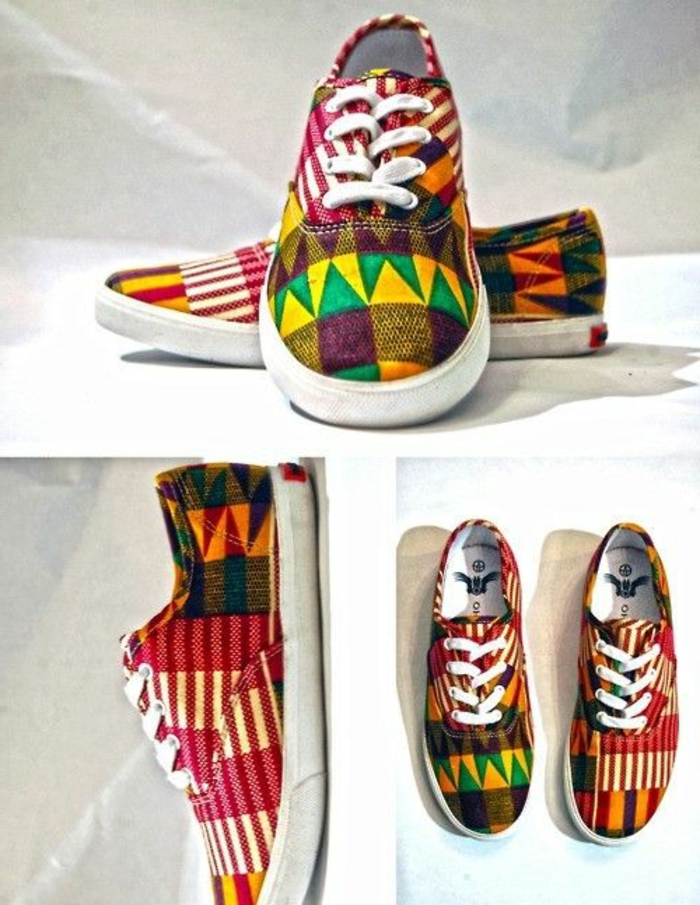 sneakers multicolores style chic ethnique, chaussures de sport originales