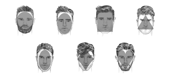 coupe de cheveux homme tendance, coiffure masculine selon le type du visage, illustration avec formes de visage