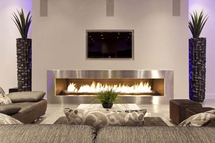 meuble salon moderne design avec cheminée de luxe