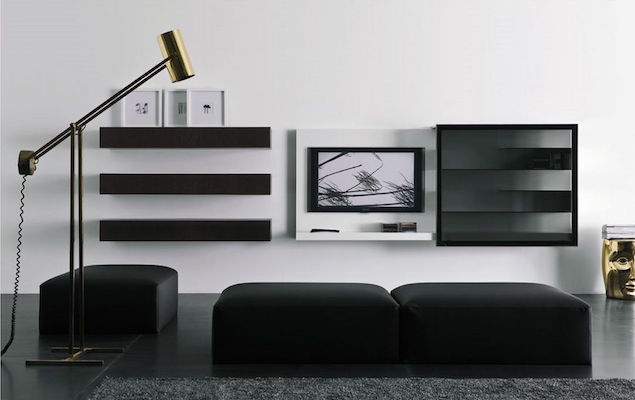 idée salon contemporain meubles deco design noir et blanc