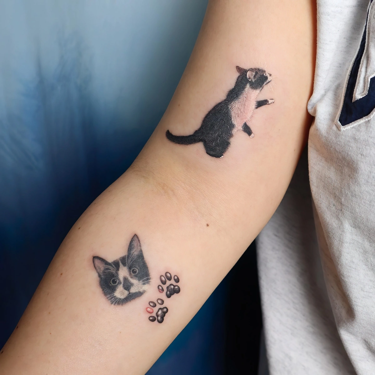 idee tatouage bras femme animal de compagnie tete chat