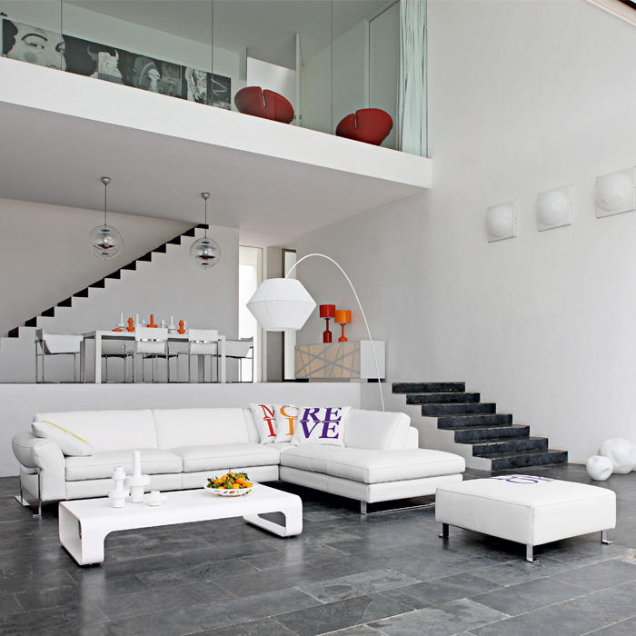 décoration loft moderne avec salon luxe blanc design sobre