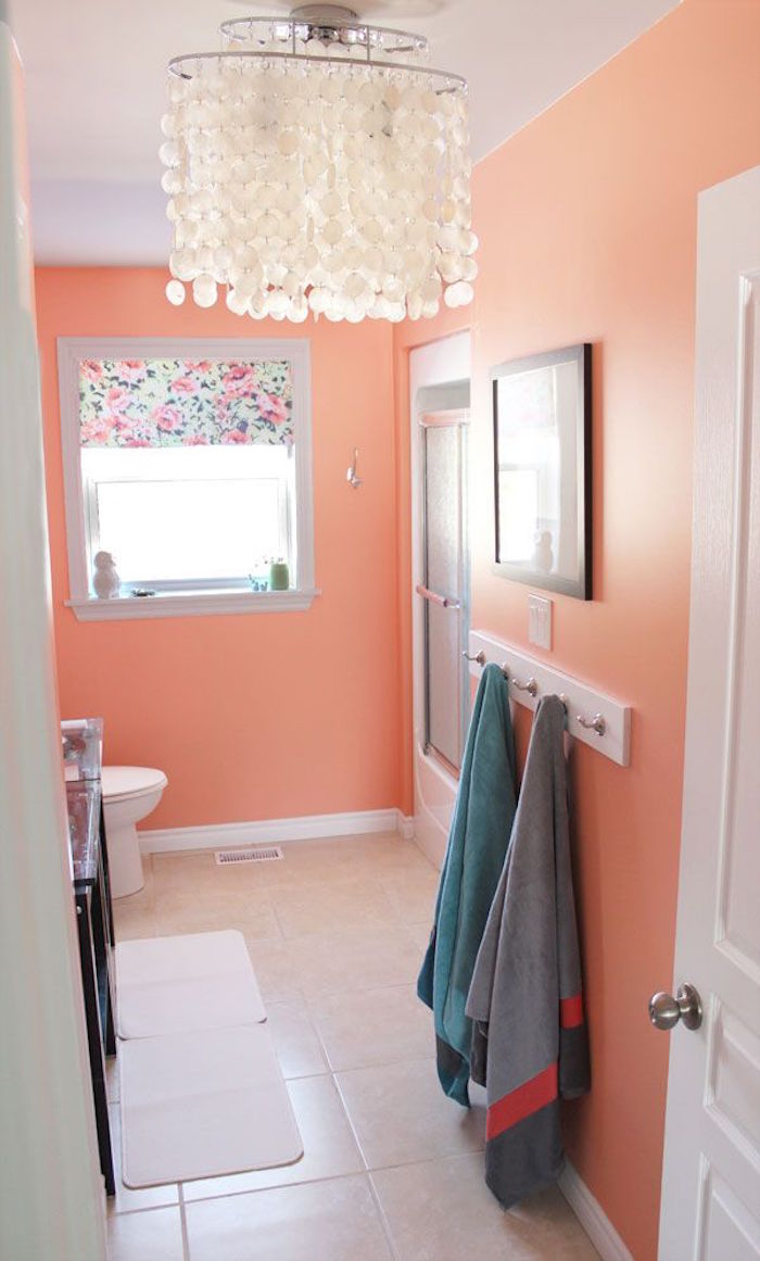 peinture salle de bain couleur abricot corail
