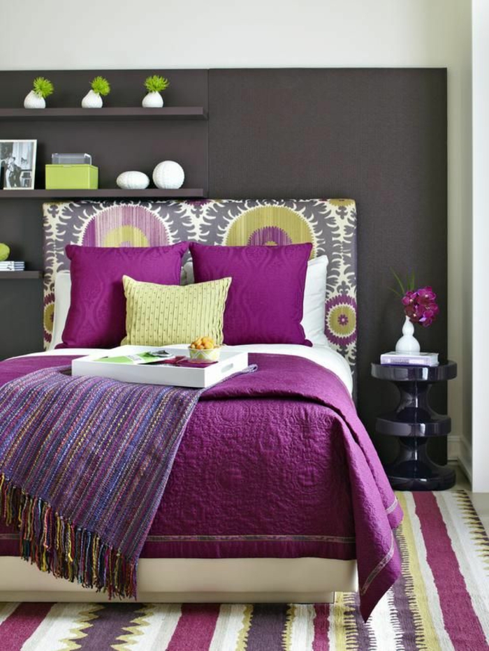 Décoration chambre romantique couleur violet signification idee deco chambre zen lit beau ligne vert et violet