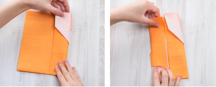 guide avec photos, instructions pour plier une serviette en papier, pliage origami pour déco table
