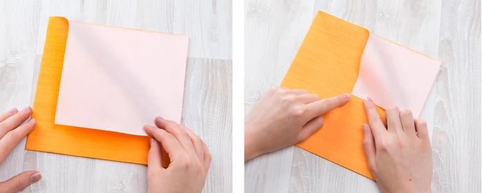 étapes à suivre pour maîtriser la technique origami, pliage de serviette orange en papier