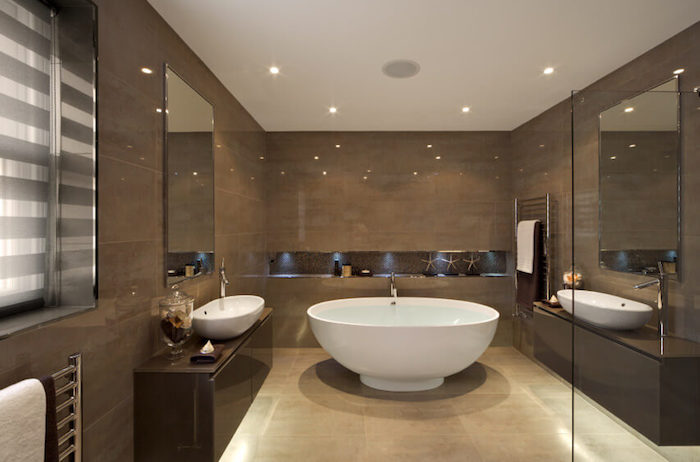 salle de bain moderne design couleur marron clair