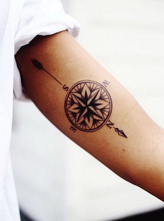 tatouage signification rose des vents sur le bras