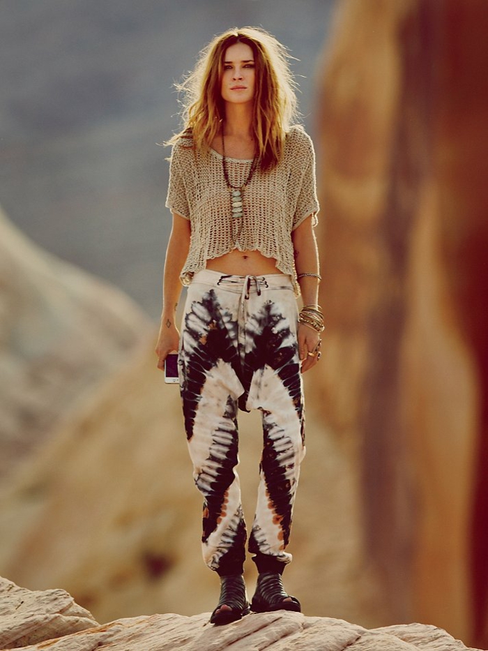 Jupe longue hippie ou robe boheme chic longue mode hippie pantalon coloré hippie belle idée tenue hippie chic