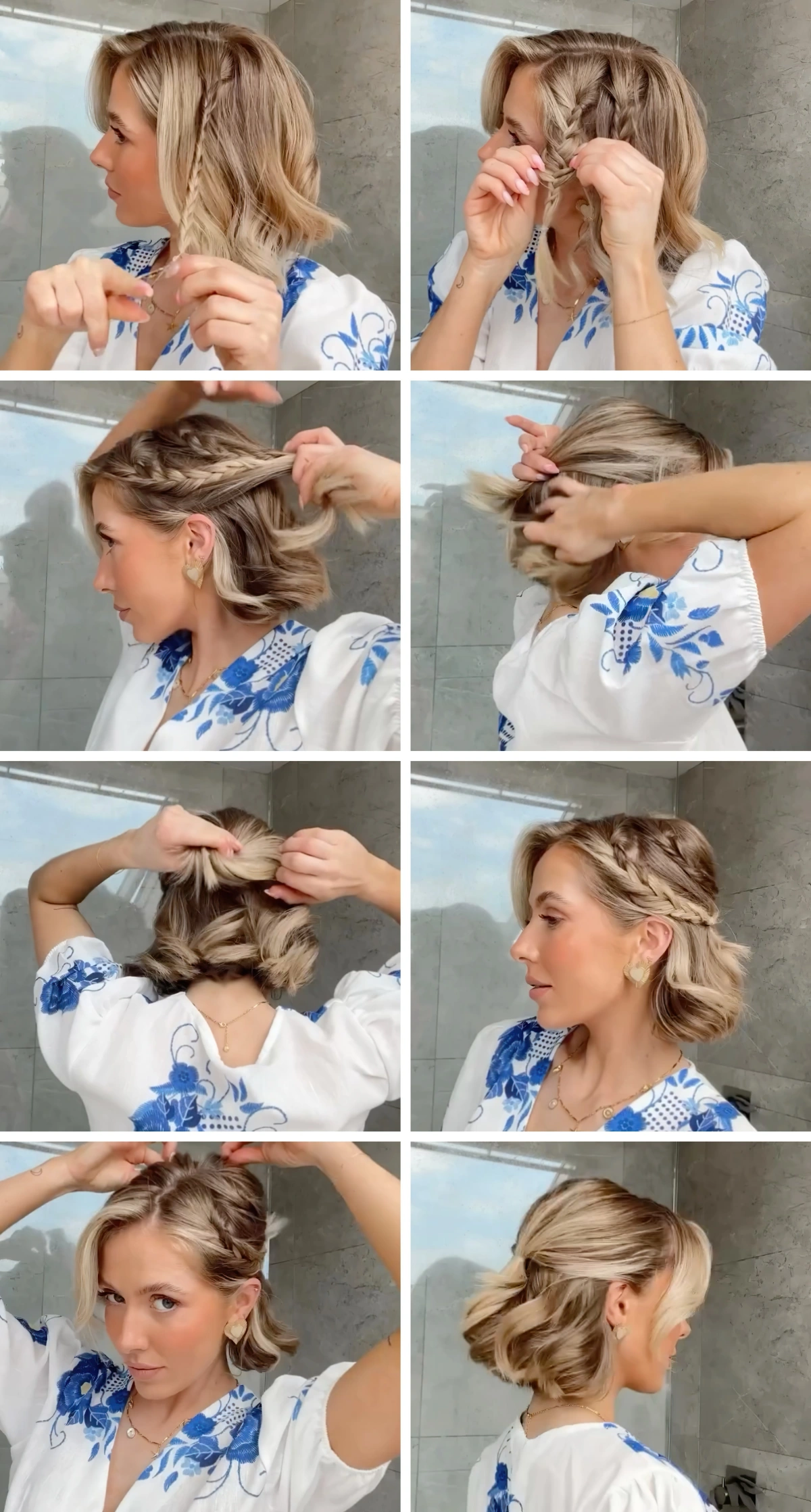 tutoriel coiffure cheveux courts mi attache tresses sur cote