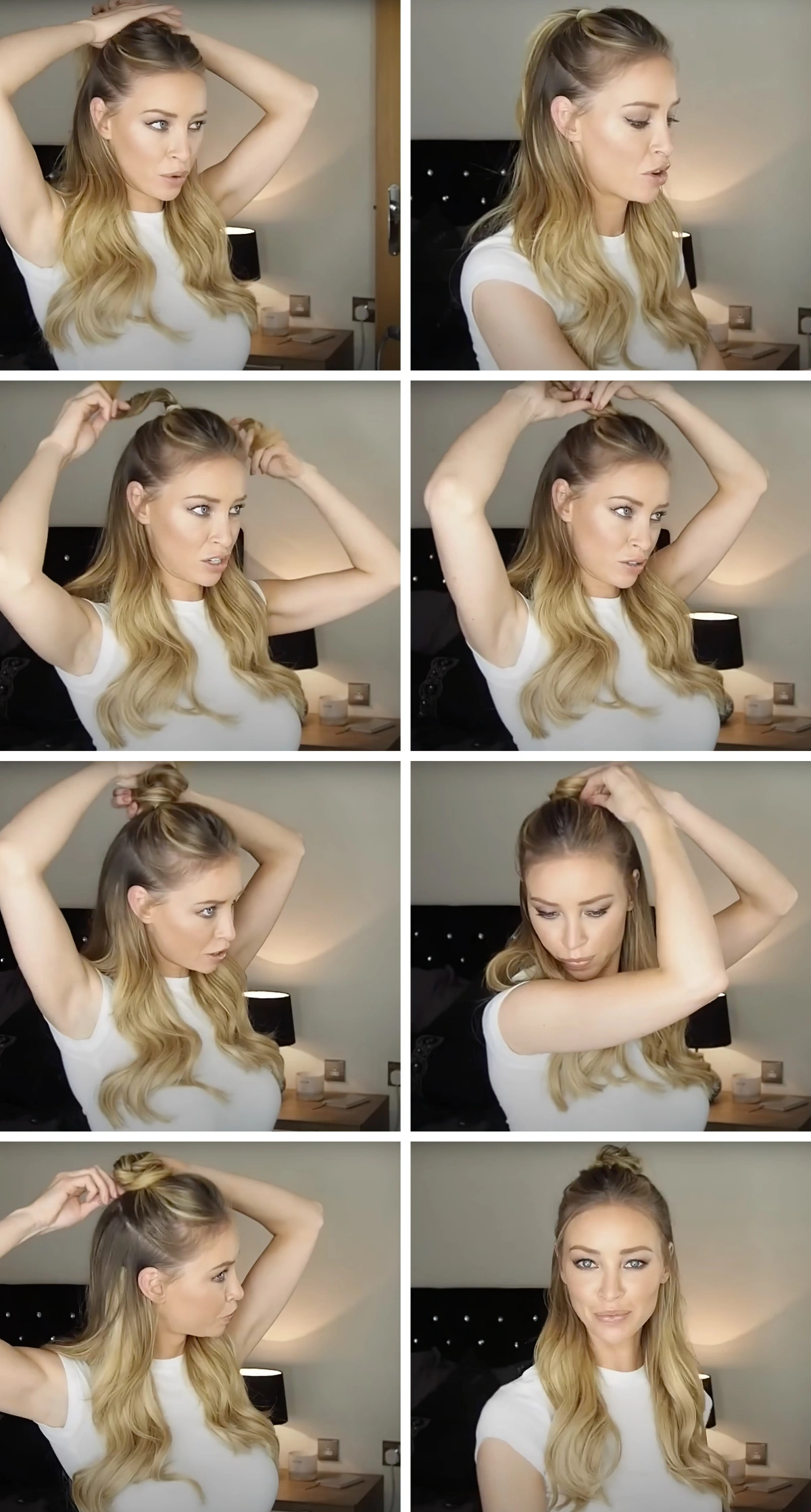 tutoriel coiffure cheveux long mi attaches cheveux chignon haut