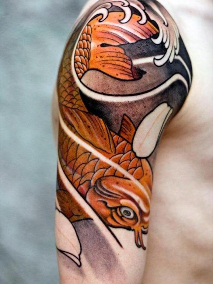 signification carpe koi manche homme tattoo poisson tatouage japonais