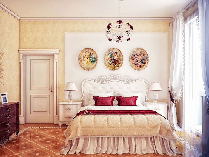 exemple association couleur beige pour chambre et peinture taupe et bordeaux