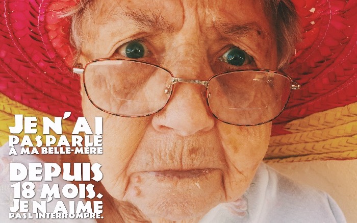 image rigolote, photo de vielle femme à capeline et lunettes en vue avec citation drole