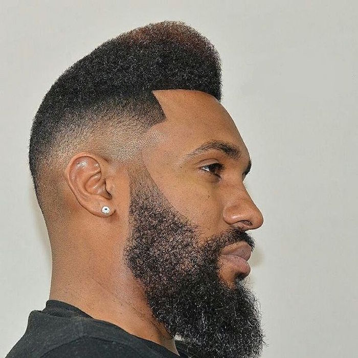 coupe homme afro vintage degradé en brosse avec barbe
