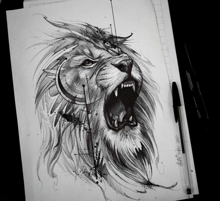 Miniature lion dessin tatouage simple tete de lion petit tatouage lion joli dessin