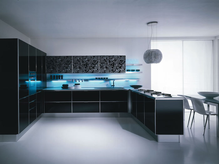 idee deco cuisine, quelle couleur choisir pour une cuisine moderne, aménagement blanc et noir