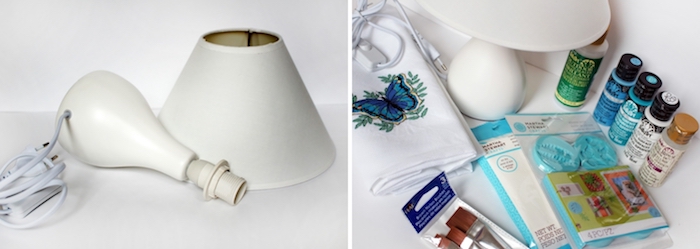 idée bricolage, instructions pour fabriquer une lampe de chevet, peintures acryliques avec pinceaux de différentes tailles