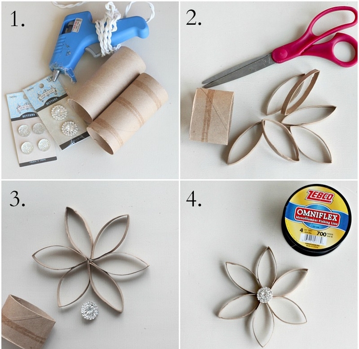 tuto bricolage en papier pour réaliser une décoration de noël fleur en suspension