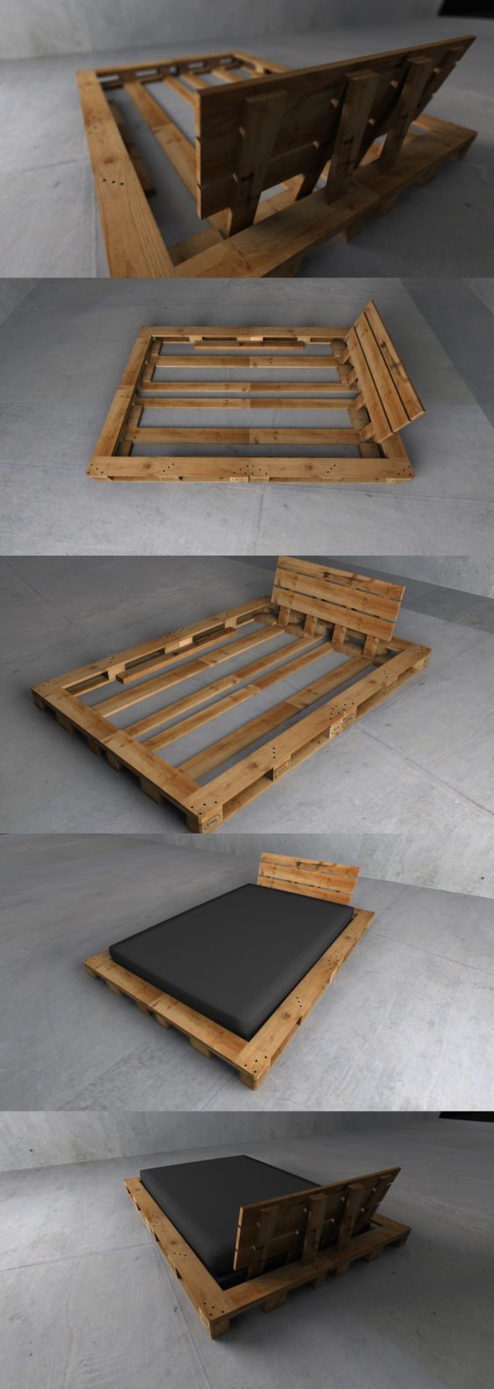 fabriquer un lit avec des palettes, étapes à suivre, construction lit en bois