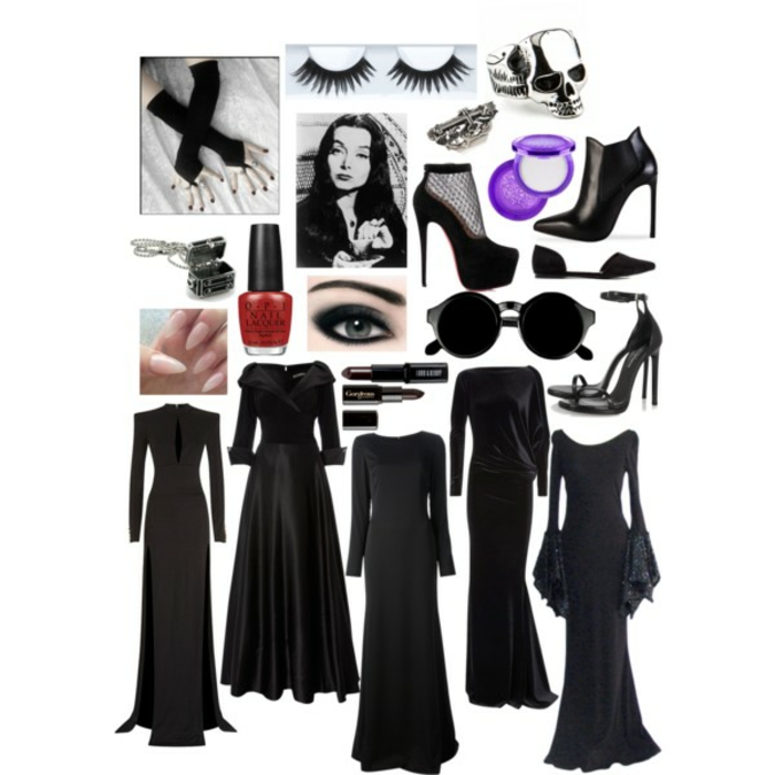 Robe longue noire avec manches pour la tenue de morticia parfait cinq idées de robe Morticia