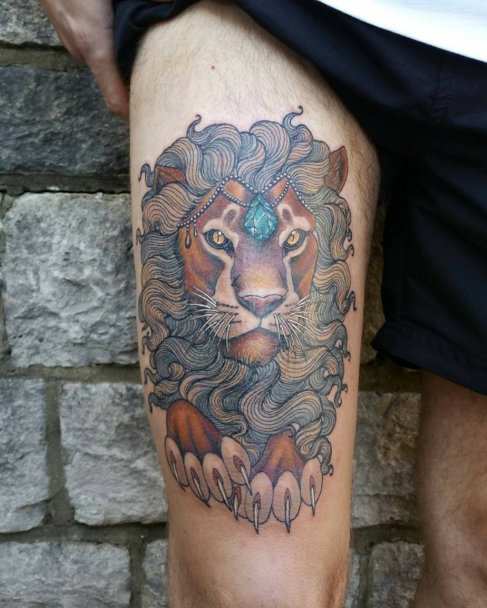 Lion rose tattoo tete de lion tatoo idée tattoo lion tribal