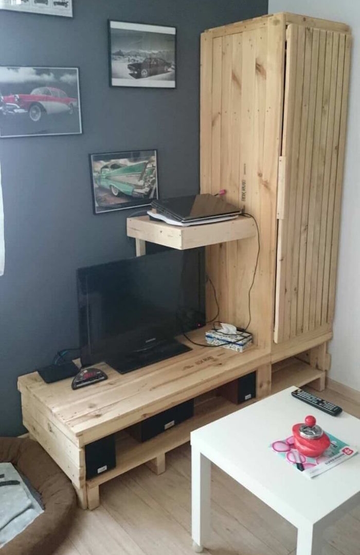 idées mobilier en palette pour salon en bois pour tv, 