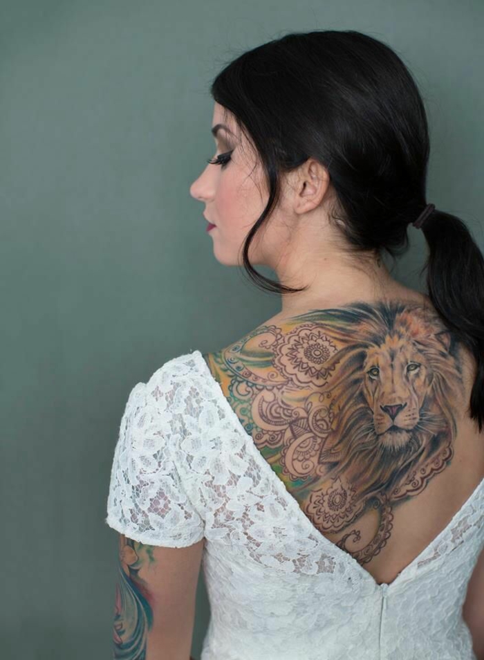 Dessin lion mandala tatouage tete de lion tatouage exemple tatou sur le dos