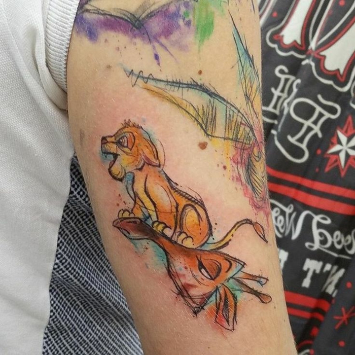 Formidable tatouage de lion tatouage lionne beau dessin à se tatouer le roi lion simba dessin coloré