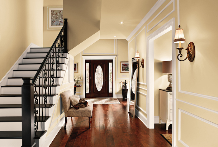 idée peinture intérieur maison style couloirs et murs en beige lin