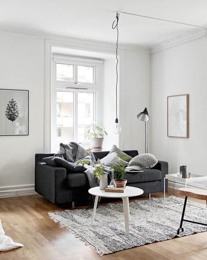salon inspiration scandinave minimaliste épuré murs blancs meubles ikea