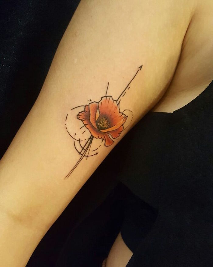 tatouage fleur avant bras coquelicot signification orange
