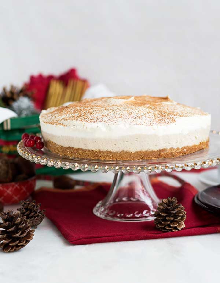 un gâteau de noel façon cheesecake à la mousse de châtaignes, recette chataigne pour les fêtes de fin d'année