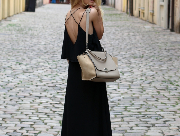 robe longue noire robe dos nu sac couleur beige claire