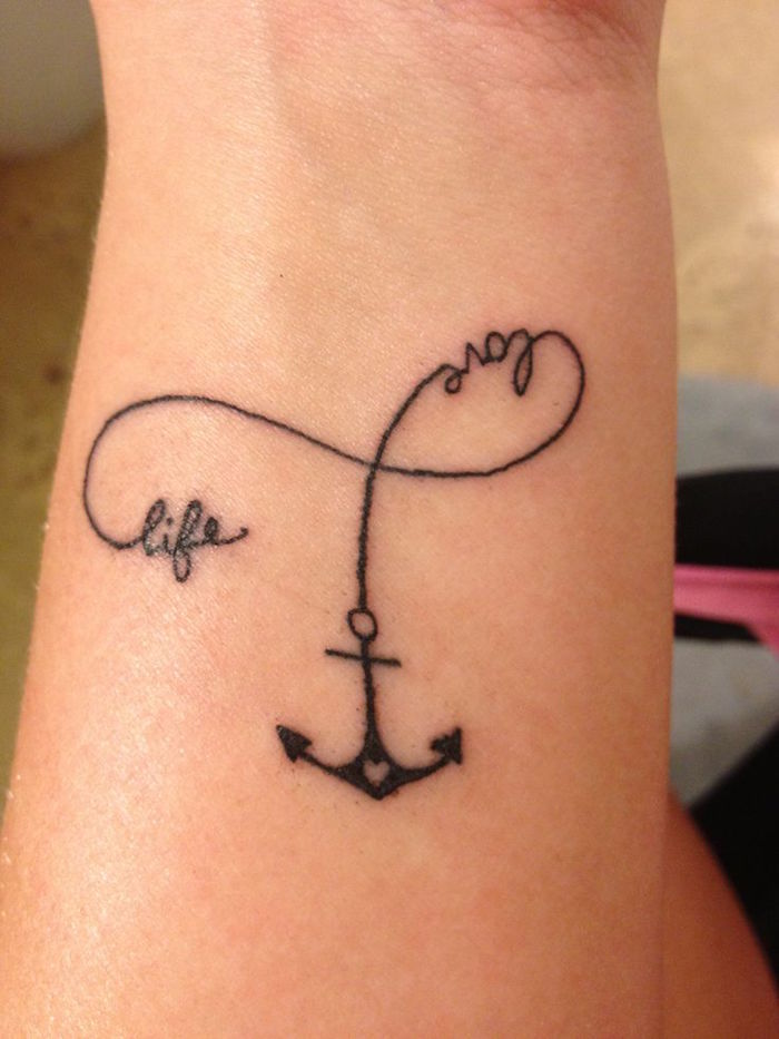 tattoo amour sur le poignet ancre marine life love simple