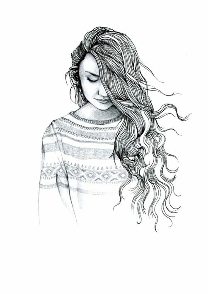 Le dessin fille swagg dessin fille de dos dessin de petite fille formes ondulées cheveux