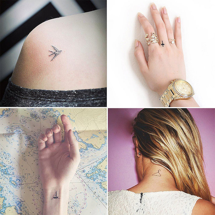 comment choisir son tatouage, modèle de dessin en miniature, bijoux pour femme, cheveux longs blonds