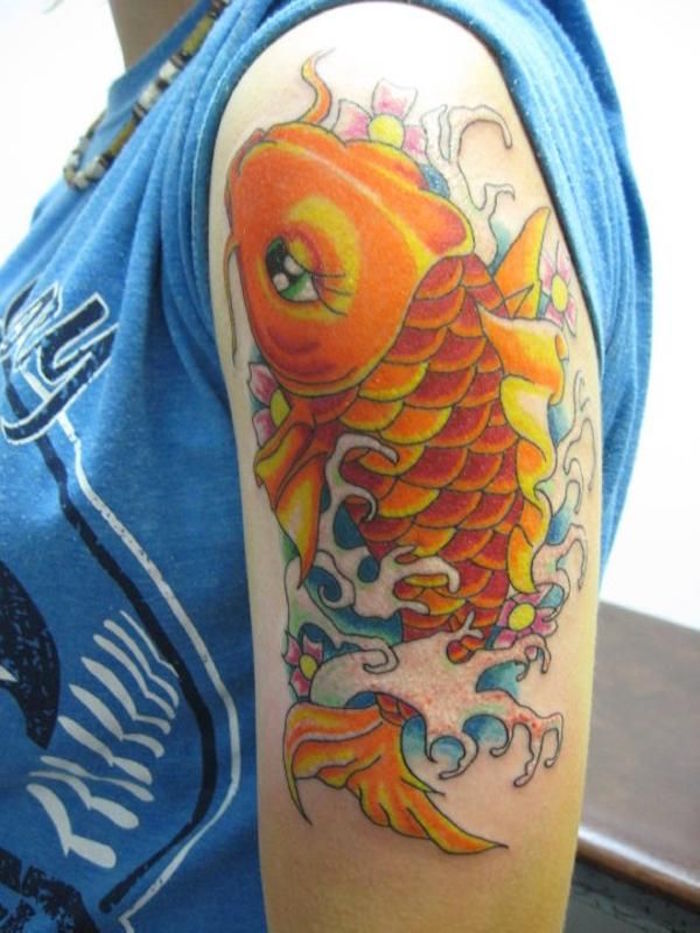 dessin carpe koi tatouage japonais tattoo yakuza bras orange
