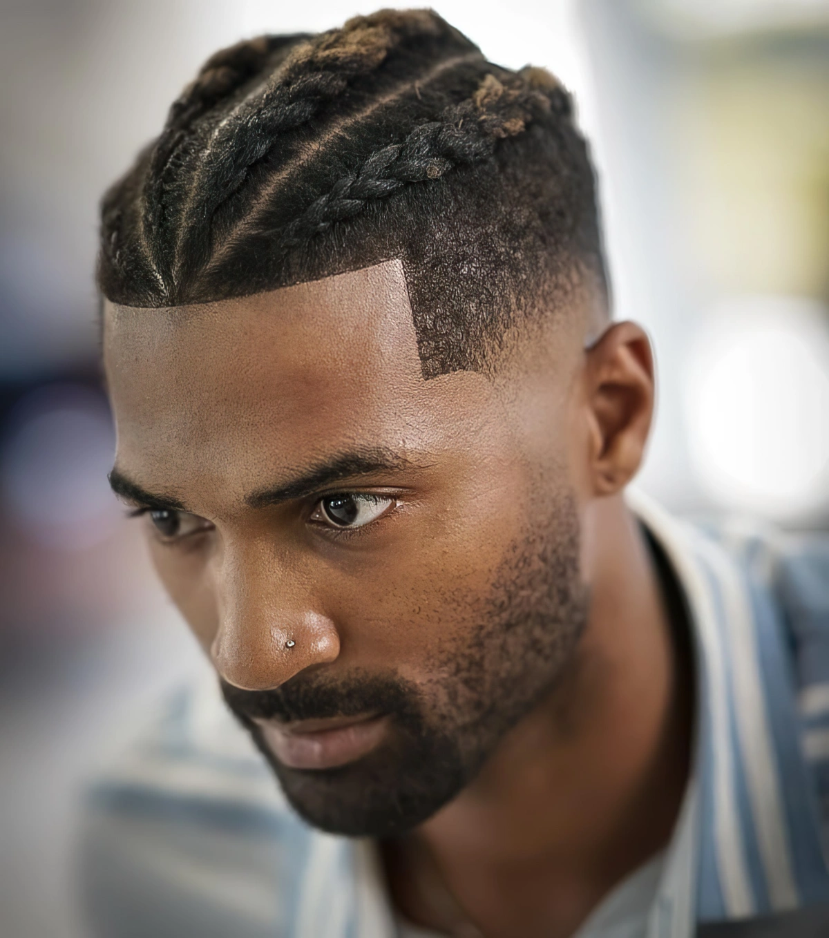 tresses collees homme cheveux mi long avec undercut barbe