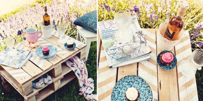 table basse de jardin fabriquée à partir d une palette coupée en deux, table avec rangement intégré, bricolage récupération simple